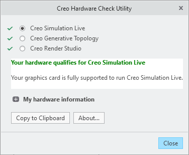PTC Hardware Check - kiểm tra cấu hình để sử dụng Creo Simulation Live