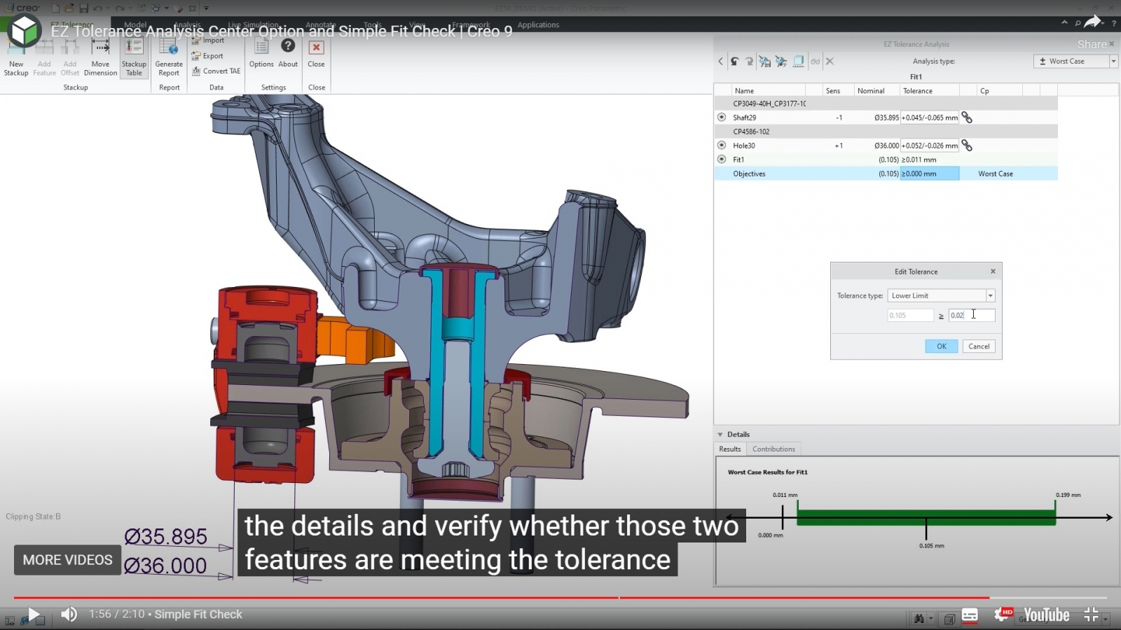 EZ Tolerance Analysis Center Option / Simple Fit Check | Creo 9